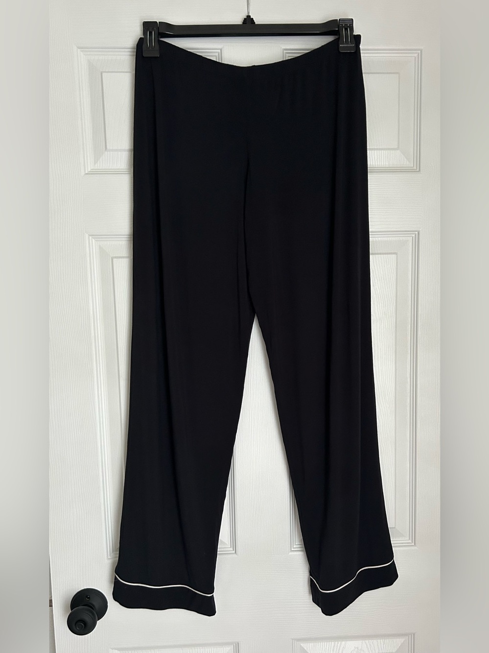 Eberjay Gisele TENCEL™ Modal Long PJ Set Classic Black Piped Pajama Women Medium - Picture 6 of 10